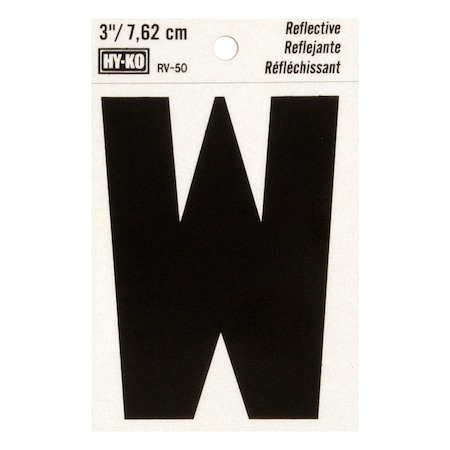 Hy-Ko 3In Reflective Letter W, 10PK B00473